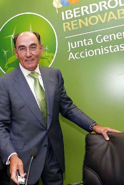 Ignacio Sánchez Galán, en la conferencia de prensa previa a la última junta de accionistas.