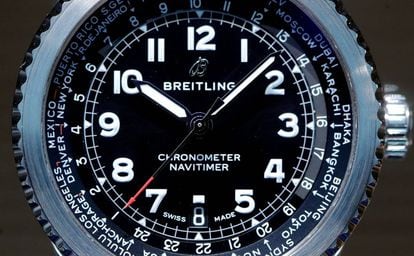 A Navitimer I watch of Swiss manufacturer Breitling is displayed at the Baselworld watch and jewellery fair in Basel