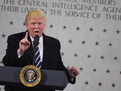 Donald Trump en la sede la CIA el 21 enero, un d&iacute;a despu&eacute;s de ser elegido presidente.