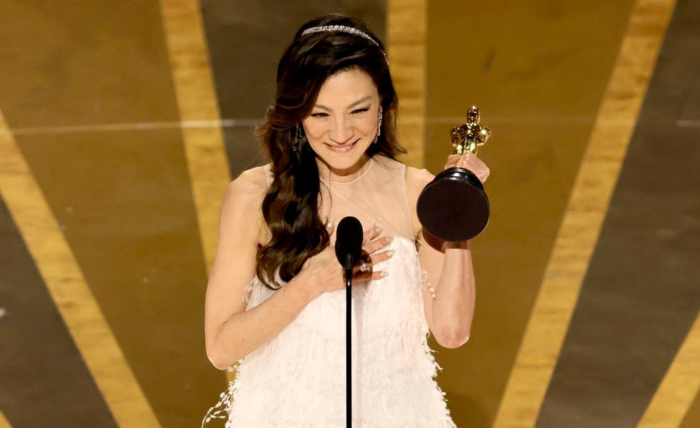 HOLLYWOOD, CALIFORNIA - MARCH 12: Michelle Yeoh accepts the Best Actress award for "Everything Everywhere All at Once" onstage during the 95th Annual Academy Awards at Dolby Theatre on March 12, 2023 in Hollywood, California. (Photo by Kevin Winter/Getty Images)