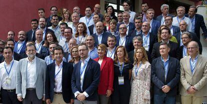 Mariano Rajoy, en Palma con los presidentes provinciales del PP. 