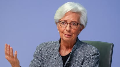 La presidenta del BCE, Christine Lagarde, en una rueda de prensa el pasado 12 de marzo.