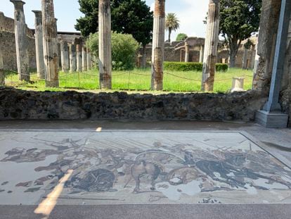 Reproducción del mosaico de Alejandro Magno, tal y como puede verse en la Casa del Fauno, en Pompeya.