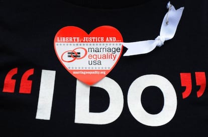 La camiseta de un activista en una manifestación en California, 2009.