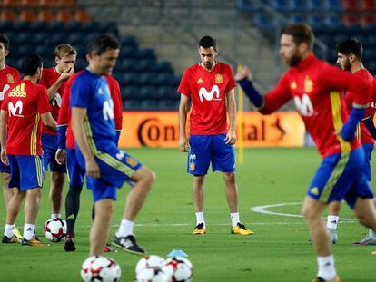 Busquets, ayer en el entrenamiento en Jerusal&eacute;n.