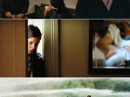 De arriba abajo, imágenes de las tres películas dirigidas hasta el momento por Lucrecia Martel: <b><i>La mujer rubia </b></i><b>(2008),</b> <b><i>La niña santa</b></i> (2004) y <b><i>La ciénaga</b></i> (2001).