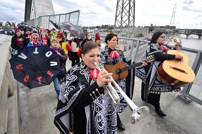 A mariachi group at a political rally in Los Angeles, California, on November 8.
