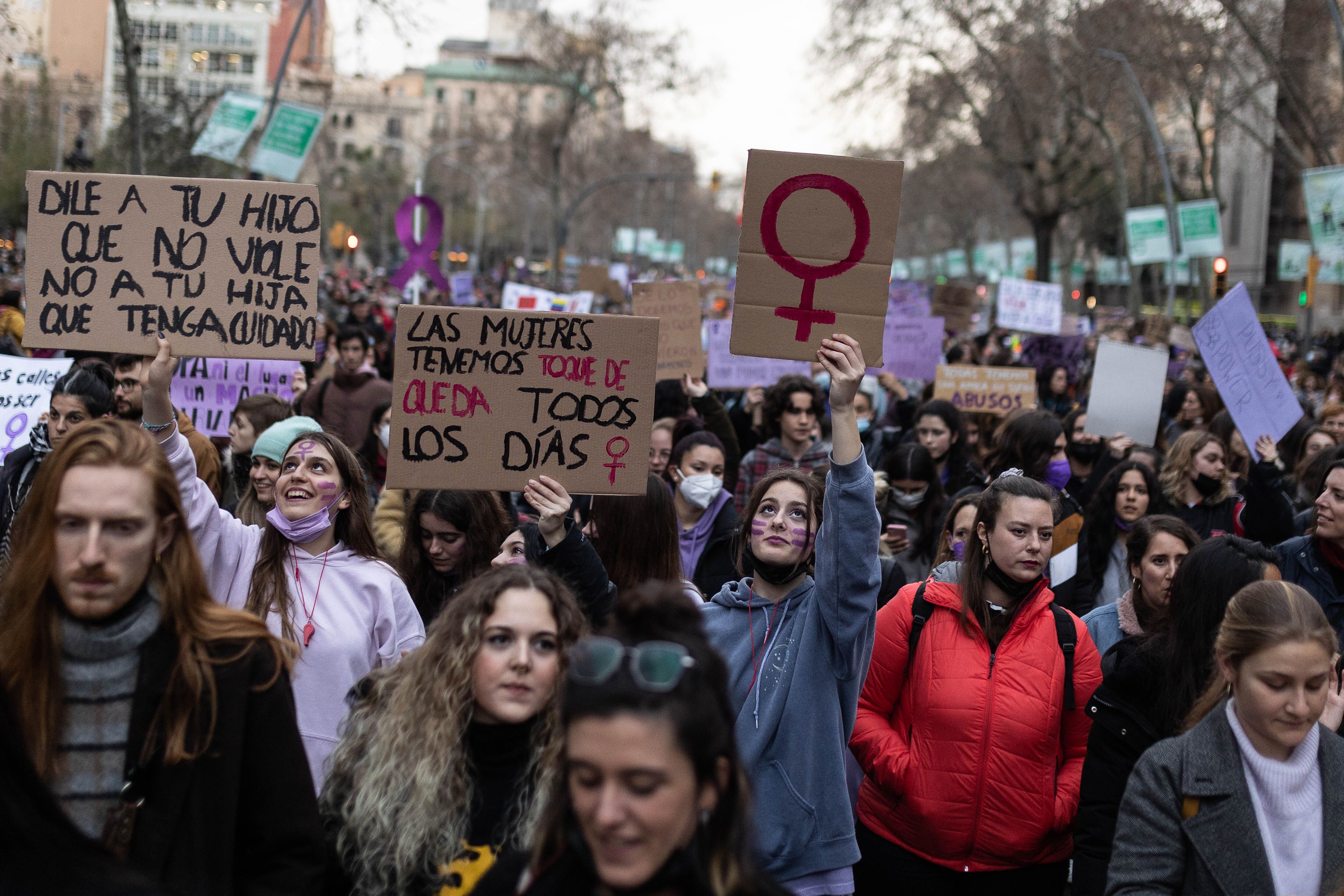 Protesta feminista en Barcelona este martes.