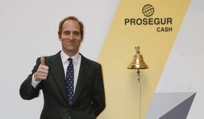 Christian Gut, presidente ejecutivo de Prosegur Cash, este viernes en la salida a Bolsa de la compañía.