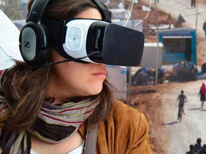 Experiencia de realidad virtual puesta en marcha por MSF para conocer los campos de refugiados. Foto: MSF.