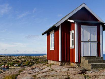 Una cabaña típica en la costa de Bohuslän, en Suecia.