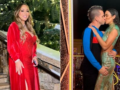 Mariah Carey y Dabiz Muñoz y Cristina Pedroche, en las fotografías que han compartido en sus cuentas de Instagram.