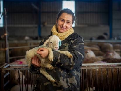 Bárbara Patricia Palmero, una ganadera que tiene 500 ovejas en Prado (Zamora) y a la que le han instalado una macrogranja en el pueblo de al lado.