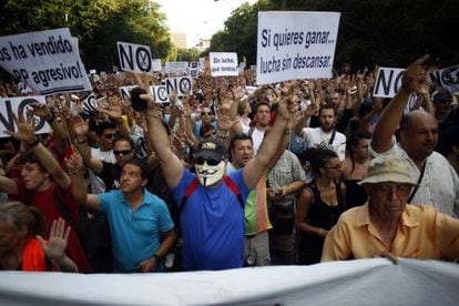 Manifestaci&oacute;n de desempleados en Madrid el pasado mes de julio, en protesta por los recortes del Gobierno. 