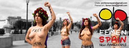Portada de Femen España en Facebook con los pezones difuminados.