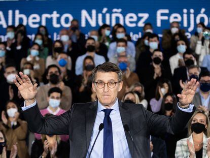 Alberto Núñez Feijóo, este miércoles durante la junta directiva del PP en Galicia.