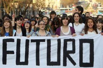 Manifestaci&oacute;n de estudiantes universitarios en Madrid 