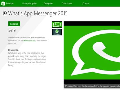 Aparece un falso WhatsApp en la tienda oficial de Windows 8