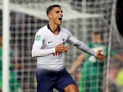 Lamela celebra su gol ante el Watford en la Carabao Cup. 