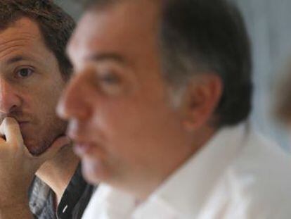 Al fondo Igor Otxoa, junto a Fernando Bernu&eacute;s y Santiago Eraso, responsables de San Sebasti&aacute;n 2016.