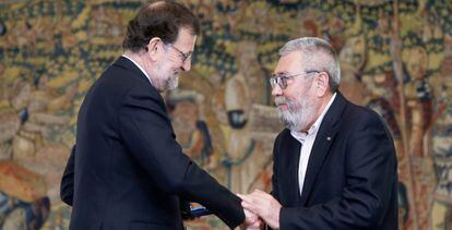 Mariano Rajoy y Cándido Méndez, este viernes.