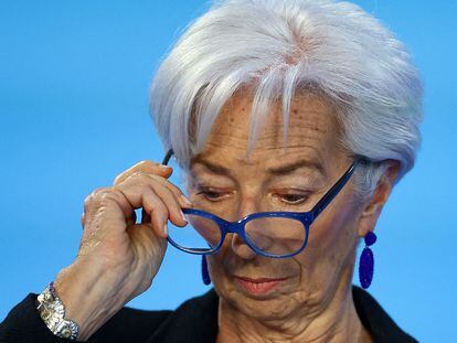 Christine Lagarde, presidenta del BCE, en rueda de prensa el pasado mayo.