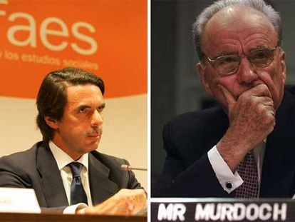 José María Aznar (a la izquierda) y Rupert Murdoch.