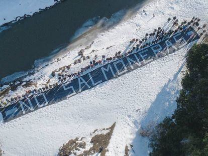 Protesta contra las salmoneras el pasado sábado en Ushuaia.