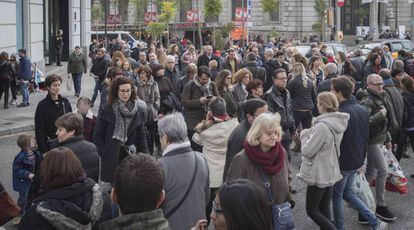 Aglomeració de gent a Barcelona.