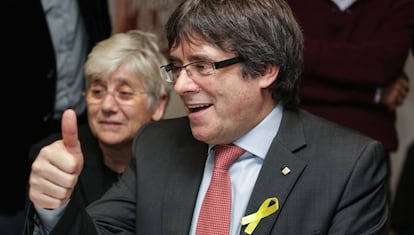 Carles Puigdemont segueix els resultats des de Brussel·les.