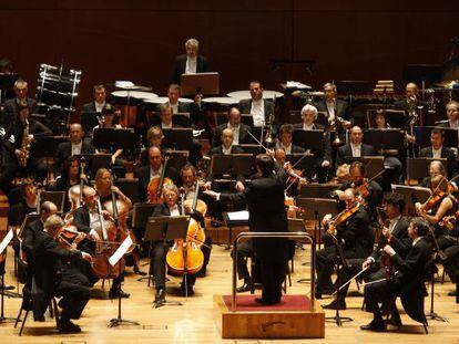 La Orquesta Sinfónica de Euskadi, en una actuación en el Palacio Euskalduna de Bilbao.