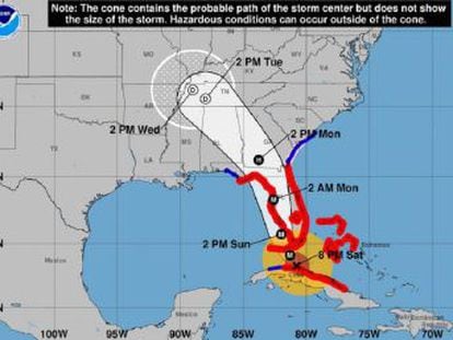 El ciclón se dirige hacia la costa norte de Cuba y hacia Florida
