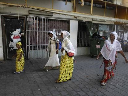 Inmigrantes cristianos de Eritrea en el sur de Tel Aviv en septiembre de 2017. 