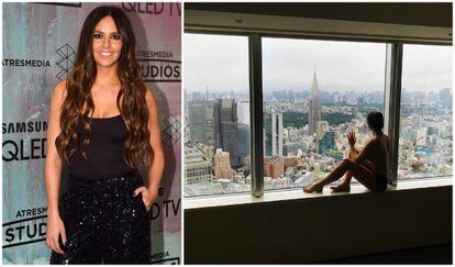 La presentadora Cristina Pedroche decidió avisar a sus seguidores de que se encontraba de vacaciones en Tokio con una fotografía en la que aparece desnuda frente a un ventanal con vistas a la ciudad.