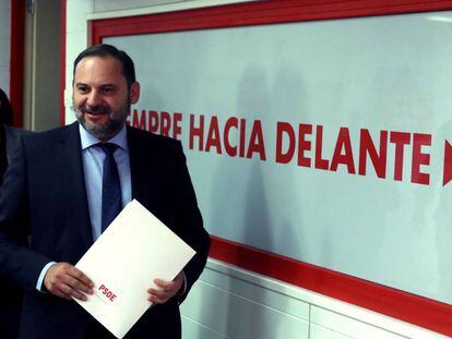 El secretario de Organización del PSOE, José Luis Ábalos, este lunes en Madrid.
