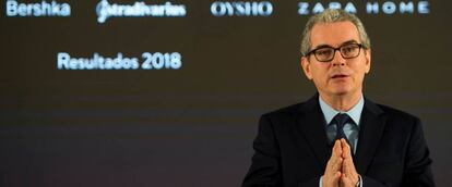 Pablo Isla, consejero delegado de Inditex, durante la presentación de resultados de 2018 el pasado miércoles.