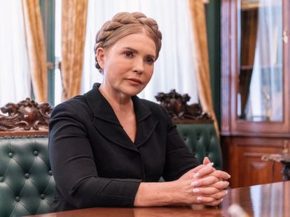 Yulia Timoshenko, líder del partido Batkivshchina (Patria), el pasado martes en las oficinas de la formación en Kiev.
