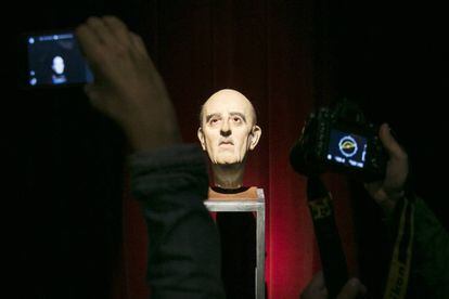 La cabeza de silicona de Franco de Merino en la exposición.