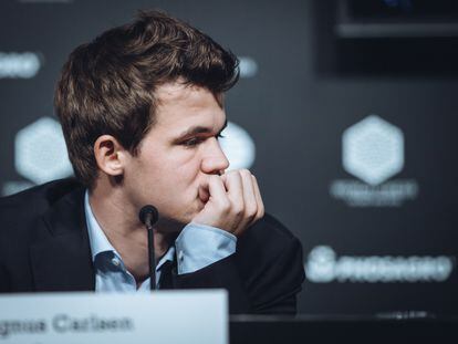 Magnus Carlsen, el pasado noviembre, durante una conferencia de prensa en el Mundial de Nueva York