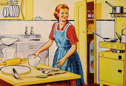 Imagen de un manual de cocina para mujeres de los años 50.