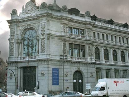 Fachada de la sede del Banco de España, en Madrid.