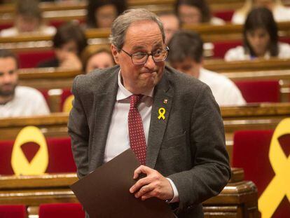 El presidente de la Generalitat, Quim Torra, en el Parlament.