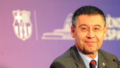 Josep Maria Bartomeu, durante la rueda de prensa. 