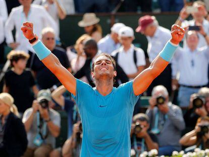 Nadal festeja el triunfo ante Del Potro. 