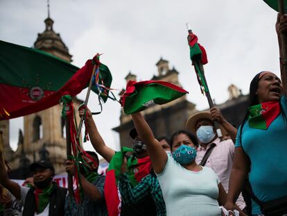 La protesta de este miércoles en Bogotá.