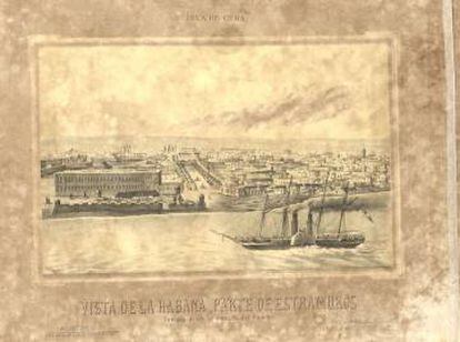 Grabado del siglo XIX de La Habana del francés Frédéric Mihale.