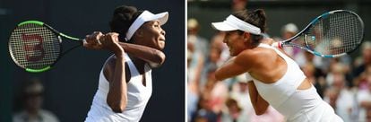 Venus Williams y Garbiñe Muguruza, en Wimbledon.