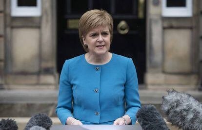 Nicola Sturgeon en una comparecencia el sábado en Edimburgo.