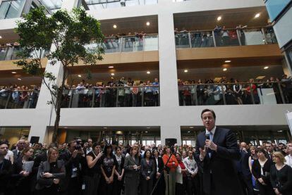 David Cameron pronuncia un discurso en el Ministerio de Interior.