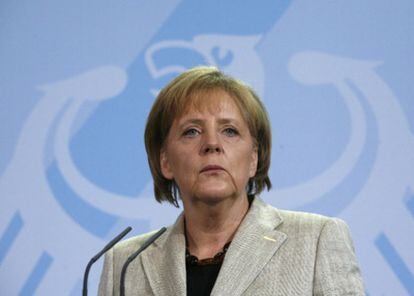 La canciller alemana, Angela Merkel, durante una rueda de prensa.